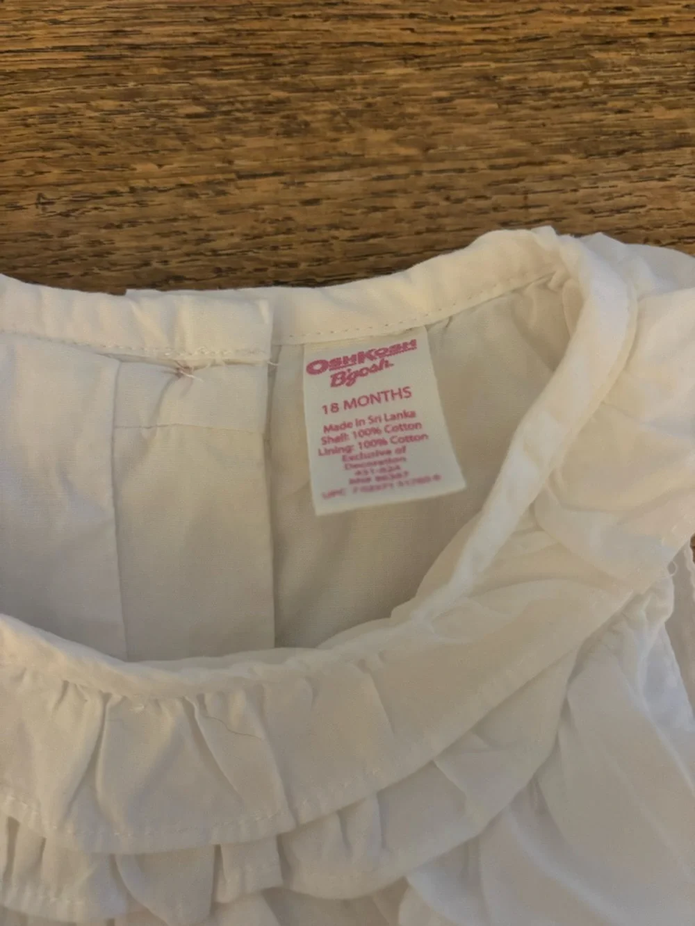 OshKosh Pink Gingham Dress & Youngland White Floral Embroidered Dress 18 & 24 M
